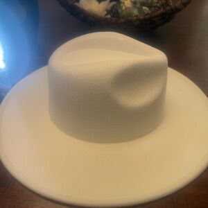 Unisex Classic White Fedora Hat Large Brim
